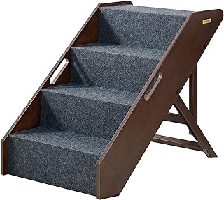 MECO Stakmore Pet Steps with Solid Hardwood Construction and Foldable Design, Stairs for High Beds for Pets in All Life Stages, Espresso