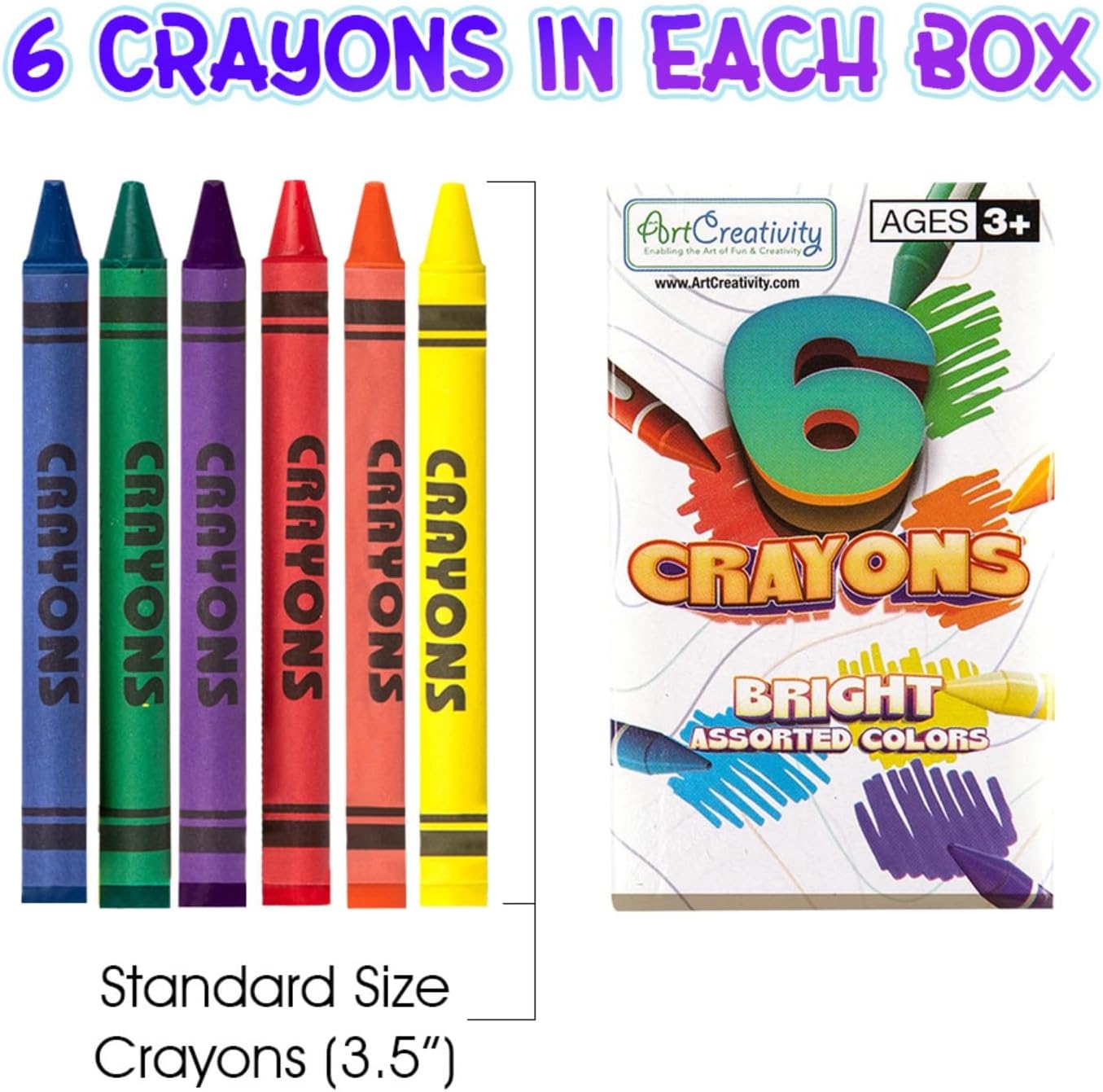 ArtCreativity Bulk Crayon Packs, 25 Sets of 6 Packs Total 150 Crayons Bulk Non-Toxic Individual Packs for Kids & Classroom Teachers, Easter Basket Stuffers, Crayons Party Favors for Toddlers - Image 3