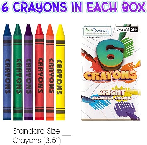 Miniatura 3 de ArtCreativity Bulk Crayon Packs, 25 Sets of 6 Packs of Crayons (150ct), Classroom Crayons for Students, Non-Toxic Crayon Party Favors for Kids, Arts