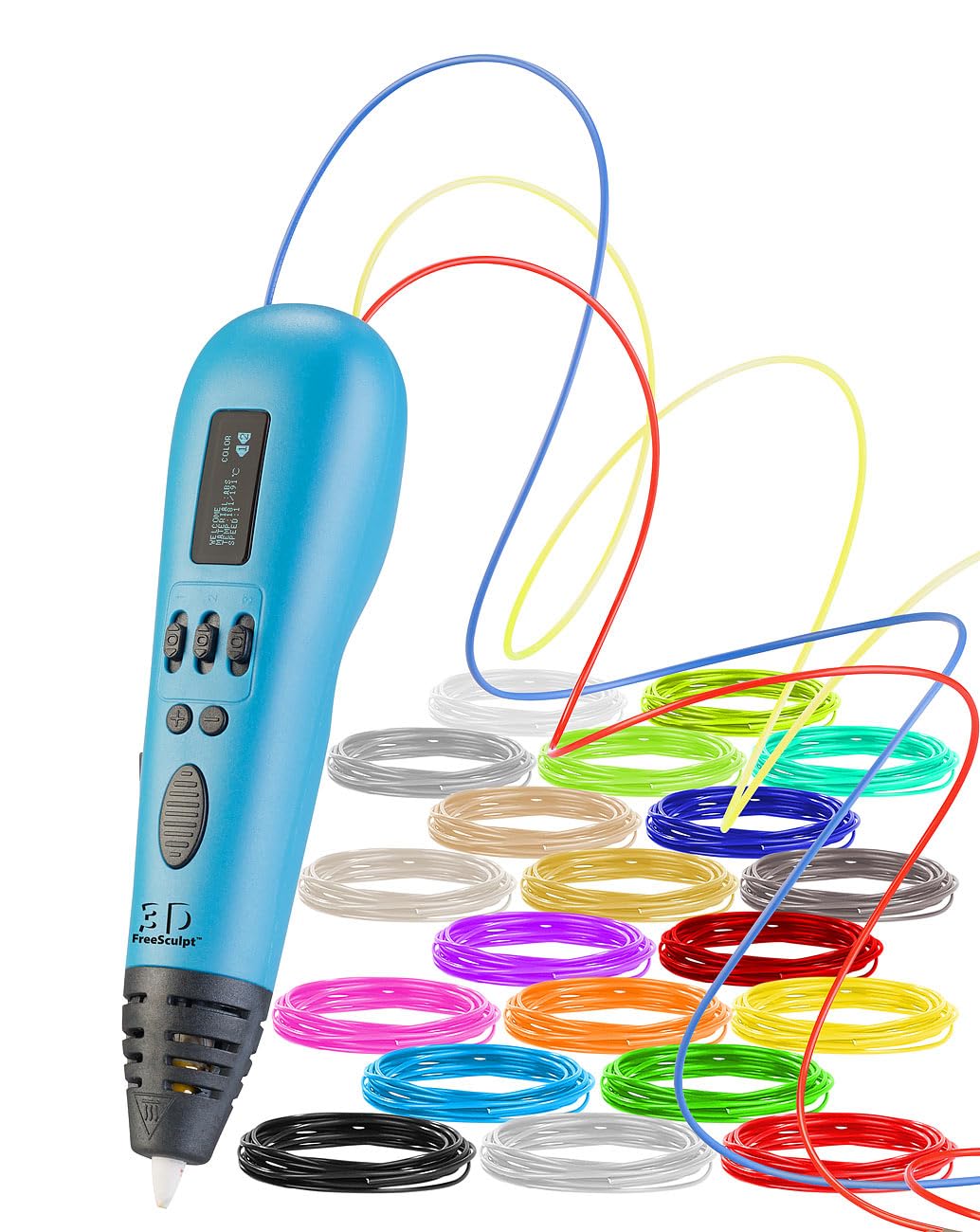 FreeSculpt Penna 3D: Penna per Stampa 3D, Sistema Multi-Filamento, Selezione dei Colori di Stampa (Pen Adulti, opere d'Arte con Penne, LED)