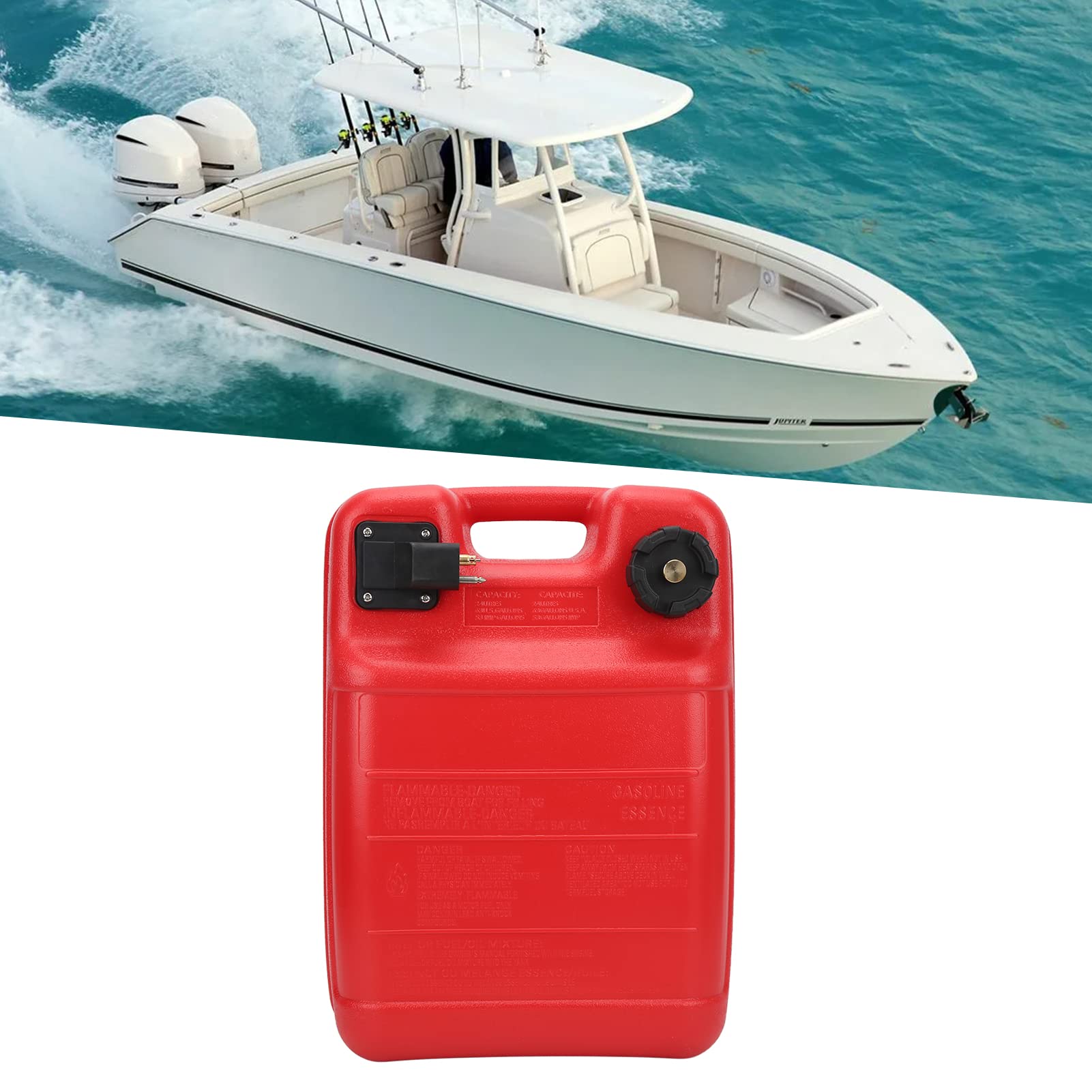 Réservoir de Carburant Marin， Réservoir de Carburant Portatif pour Bateau Marin， Réservoir de Carburant de Bateau en Plastique 24L Réservoir de Carburant Hors-bord Marin Portable avec Conception D'éch