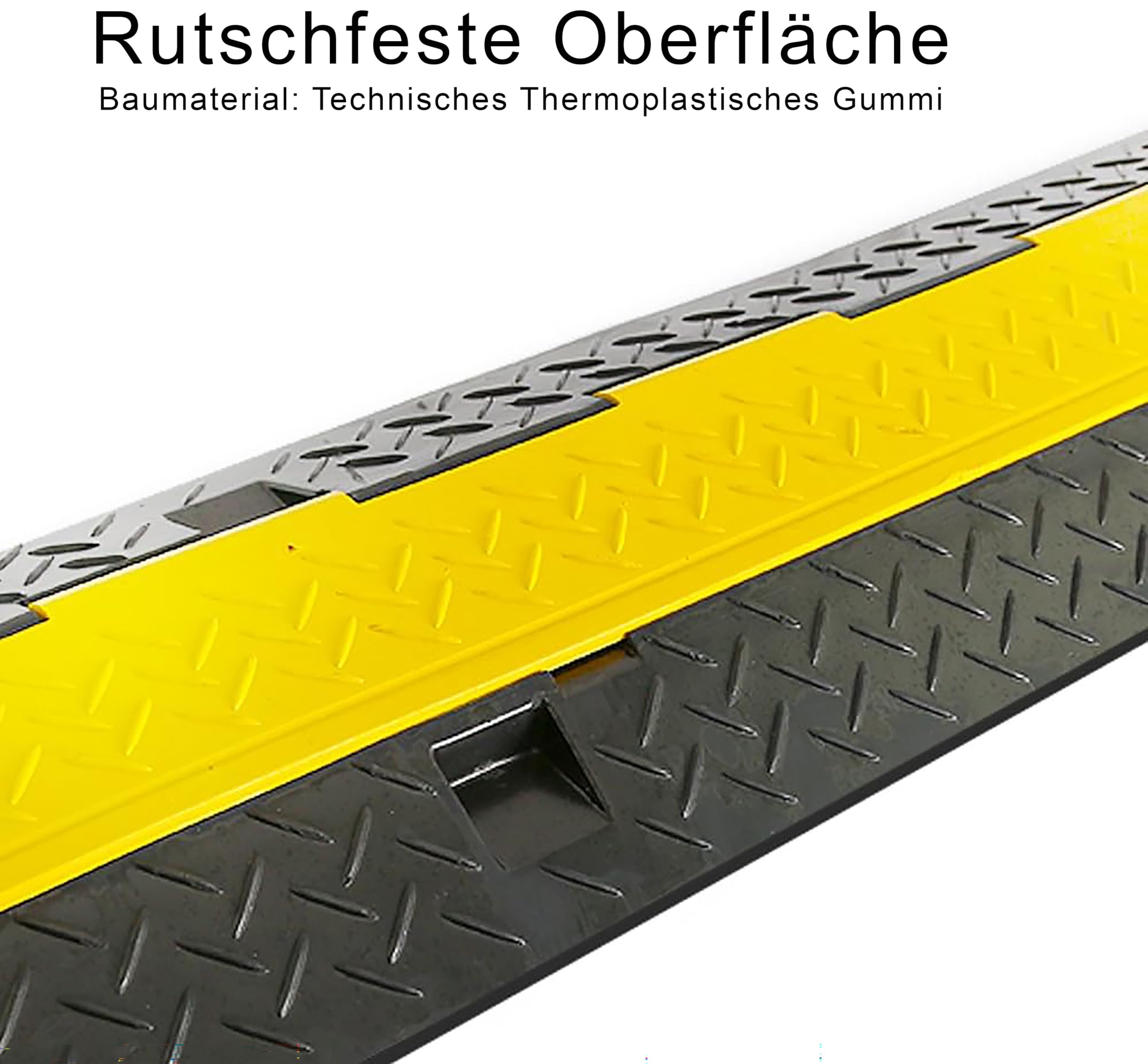 Pyle Kabelbrücke für den Boden – Kabelkanal Schwarz & Gelb als Kabelabdeckung für PKWs bis zu 5t geeignet. Kabelbrücke aus Hartgummi dient als Kabelschutz im Außenbereich, wasserdichte Kabel Kanal