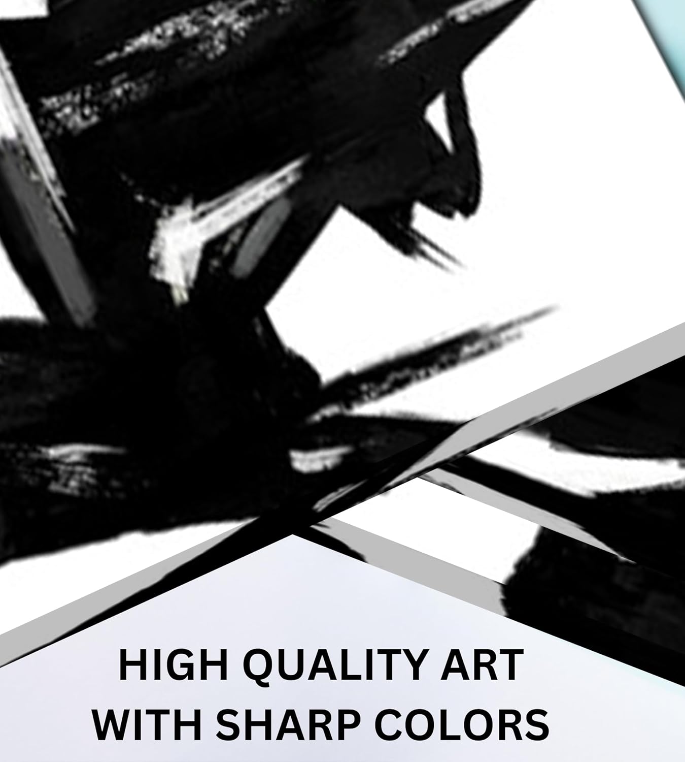 Black and White Abstract Wall Art Decor - Modern Black and White Wall Art 20x48 Artwork - 3 Panel Framed Black and White Art - Black and White Canvas Wall Art Print for Living Room, Bedroom & Office 6901 - Black & White Abstract 20x48