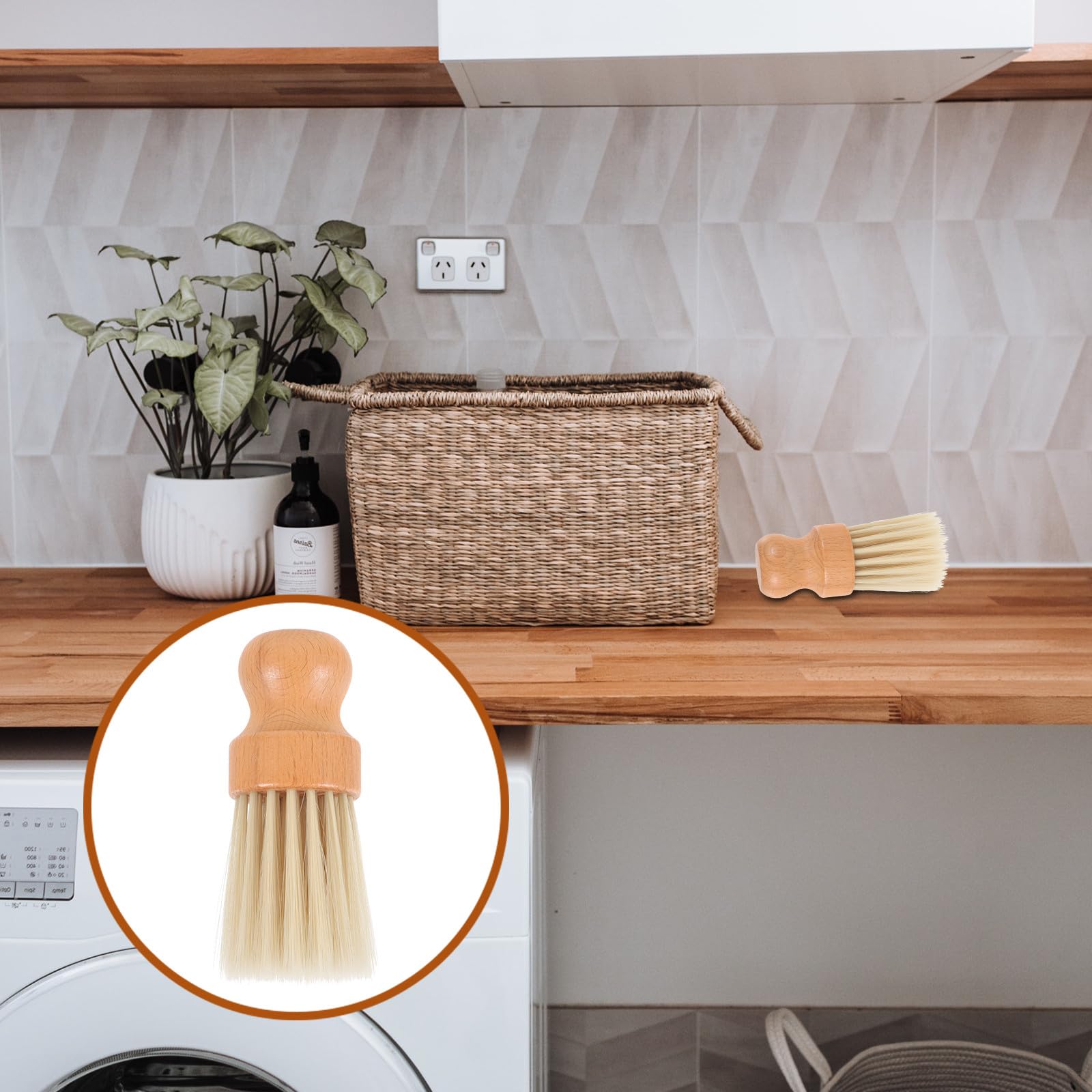 MAGICLULU Soft Bristle Cleaning Brush with Wooden Handle, round Dusting Hand Broom for Hair Salon, Car Interior, Keyboard and Bench Cleaning, Comfortable Dust Removal Tool for Indoor Use — view 8