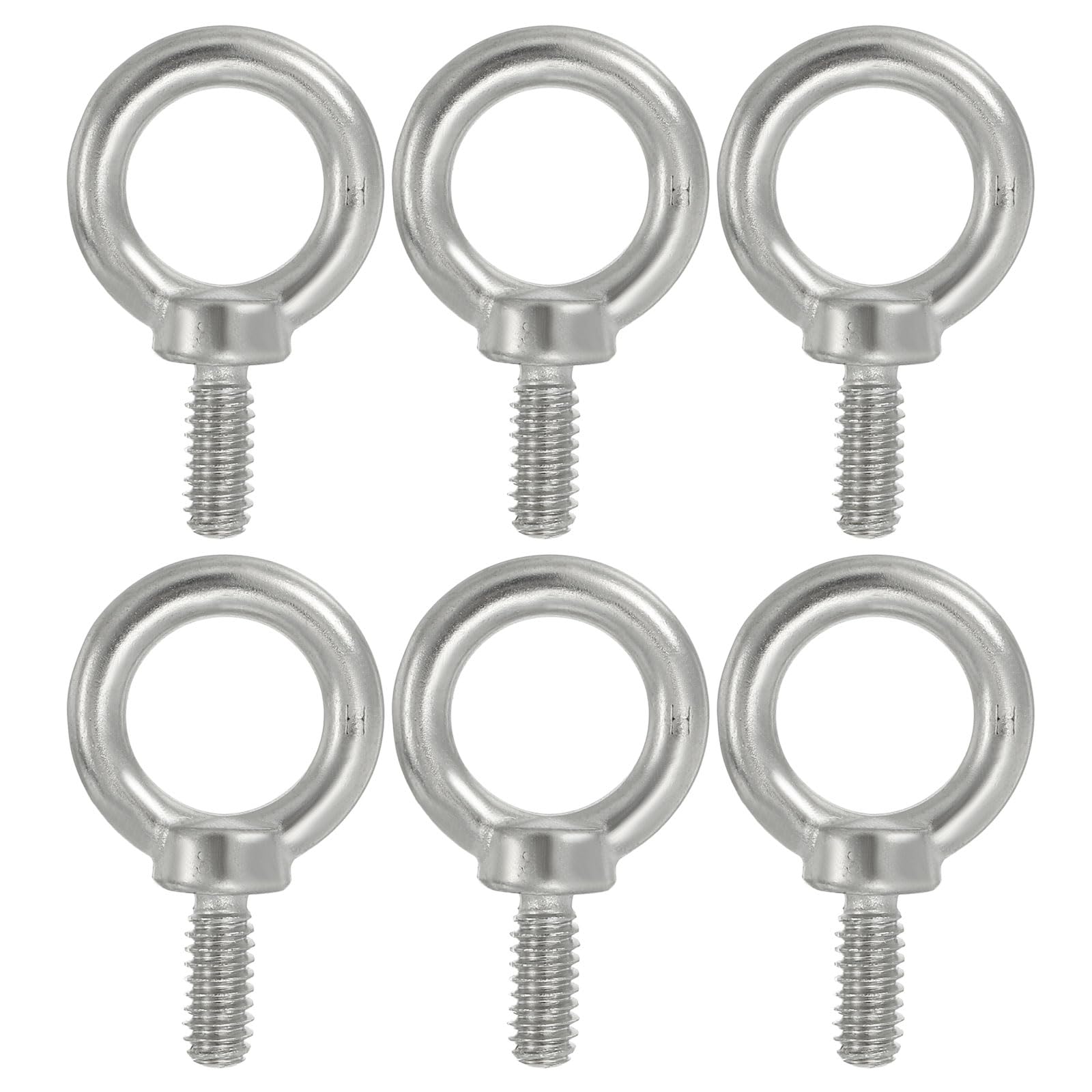 PATIKIL Lifting Eye Bolts UNC1/4"-20, 6 Pcs 304 Stainless Steel Marine Grade Machinery Shoulder Lifting Ring Threaded Eyebolt for Hanging Tie Down Strap, Silver
