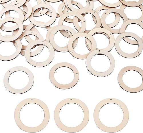 Craftdady 40 colgantes redondos planos de madera sin terminar de 3.150 in de círculo grande para anillos de enlace para bricolaje, joyería,