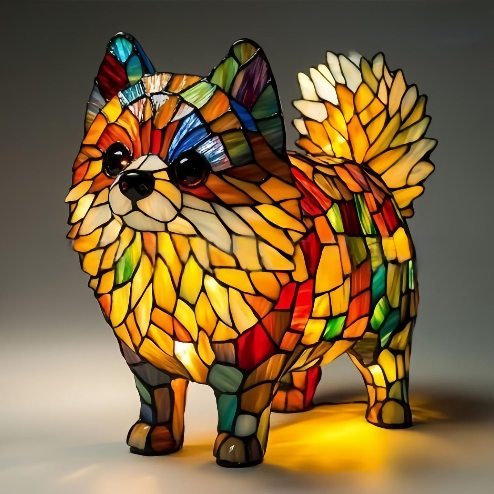 JHNGYJY Dog Lamp, Dog Series Art Night Light – Cute Pet Dog Themed LED Tabletop Lamp,Small Retro Resin Night Light,Vintage Animal Home Decor for Bedroom and Fun Gift for Dog Lovers, Pomeranian