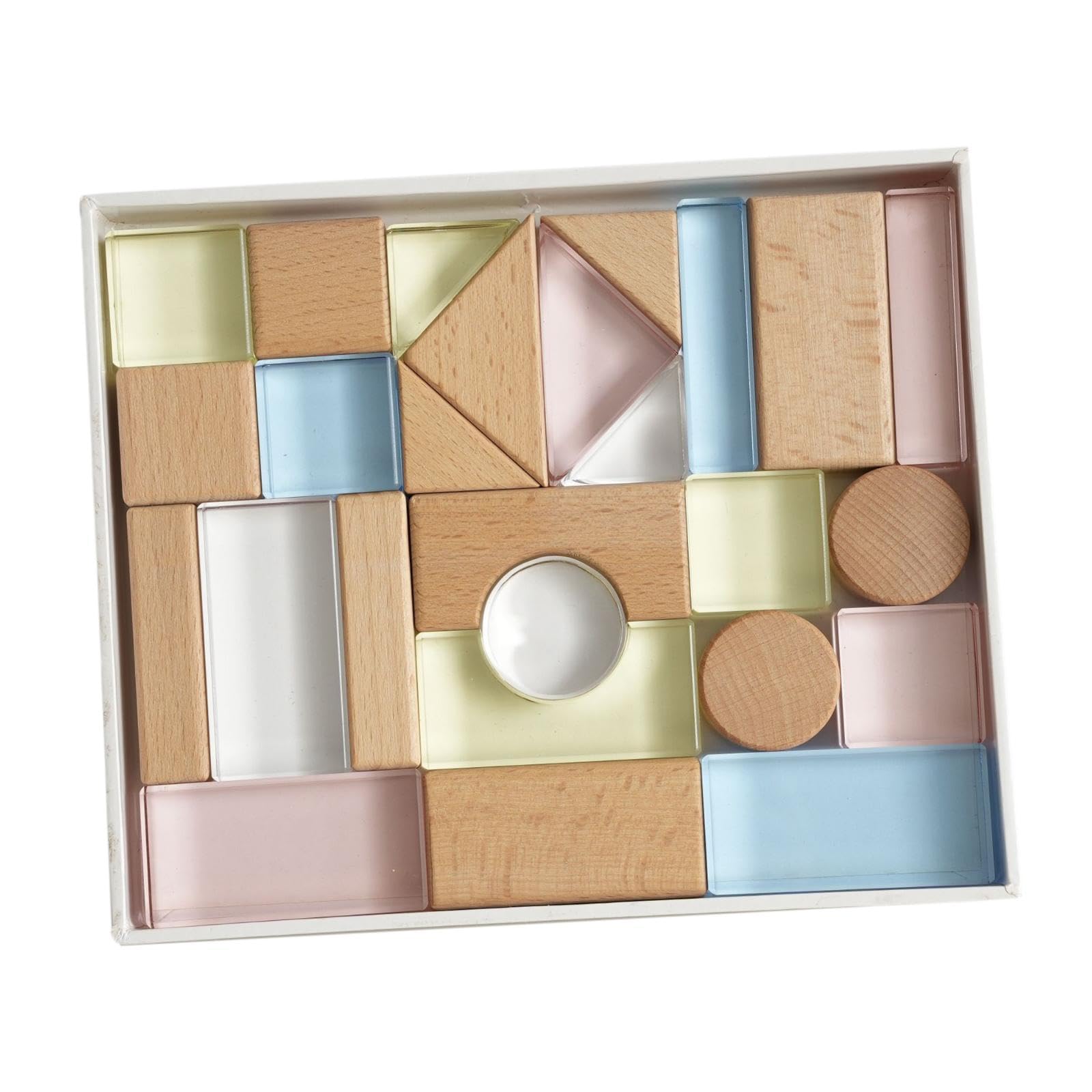 Bloques de Construcción de Juguete Educativo, Cubos Apilables, Acrílico Transparente, Aprendizaje de Colores, Desarrollo Sensorial, Adecuado para El a, Acrílico y Madera