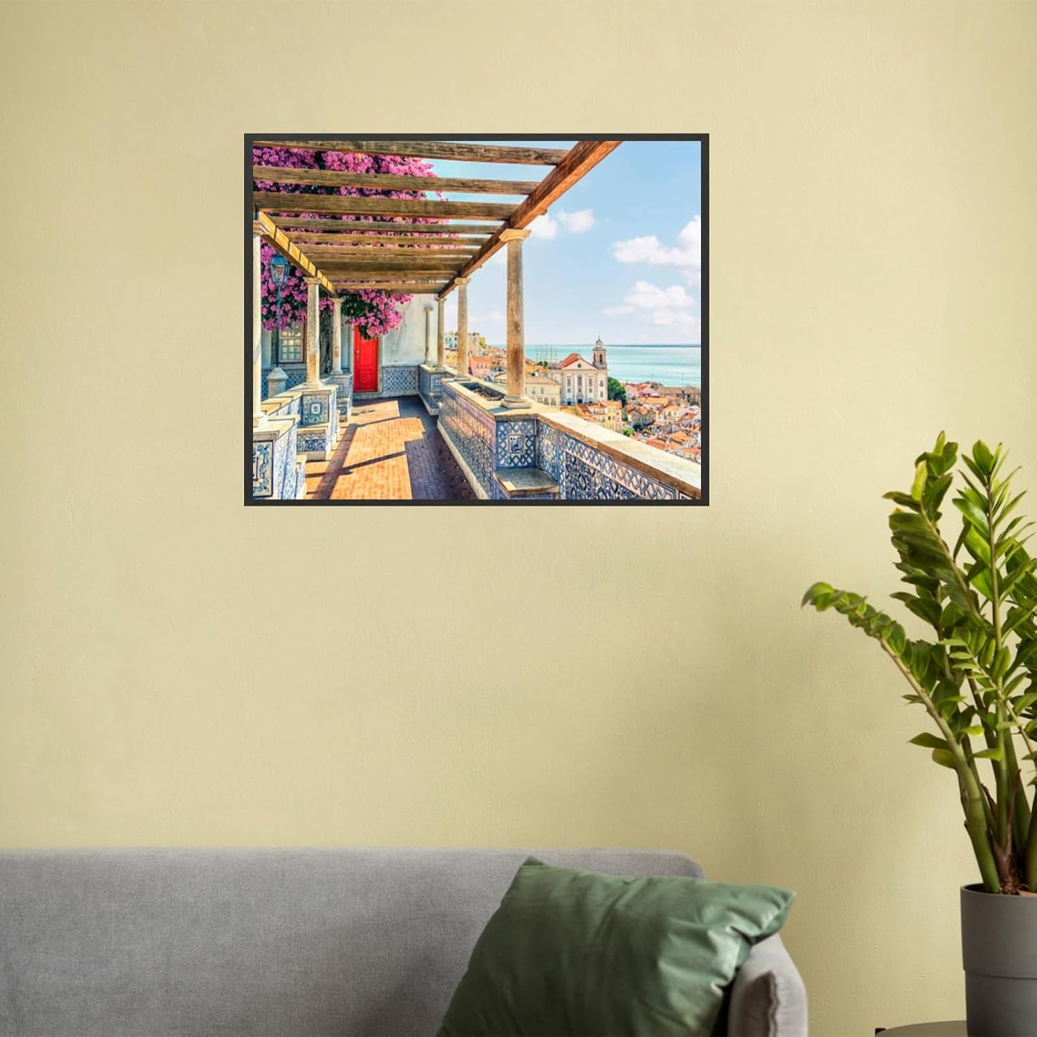 OKSGYTA DIY Paint by Numbers Lisbon City Portugal Canvas Painting Set with Acrylic Pigment Paintbrush for Adults Beginners Artwork Gift 16" x 20"