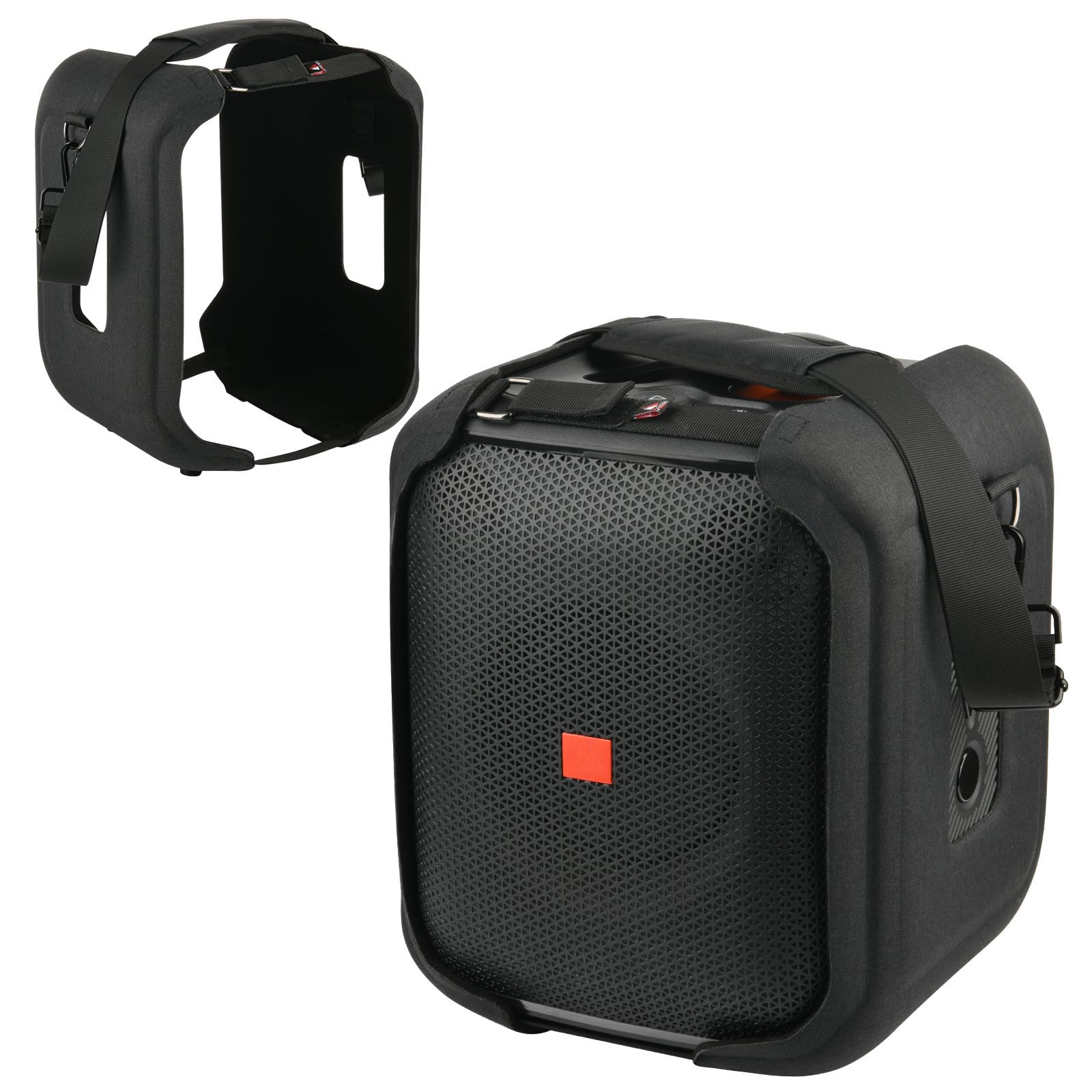 TXEsign Travel Carrying Strap Cover for JBL PartyBox Encore Essential Portable Party Speaker, Hard EVA Shell Two Sides Protective Case Speaker Cover with Shoulder Strap and Base Support Feet