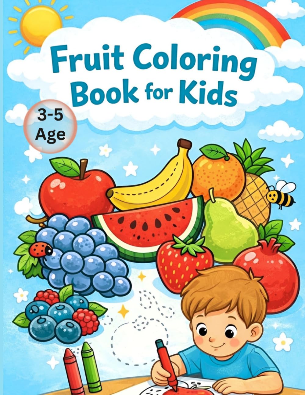 Fruit Coloring Book for Kids Ages 3–5: Fun and Easy Fruits Coloring Pages for Toddlers and Preschoolers