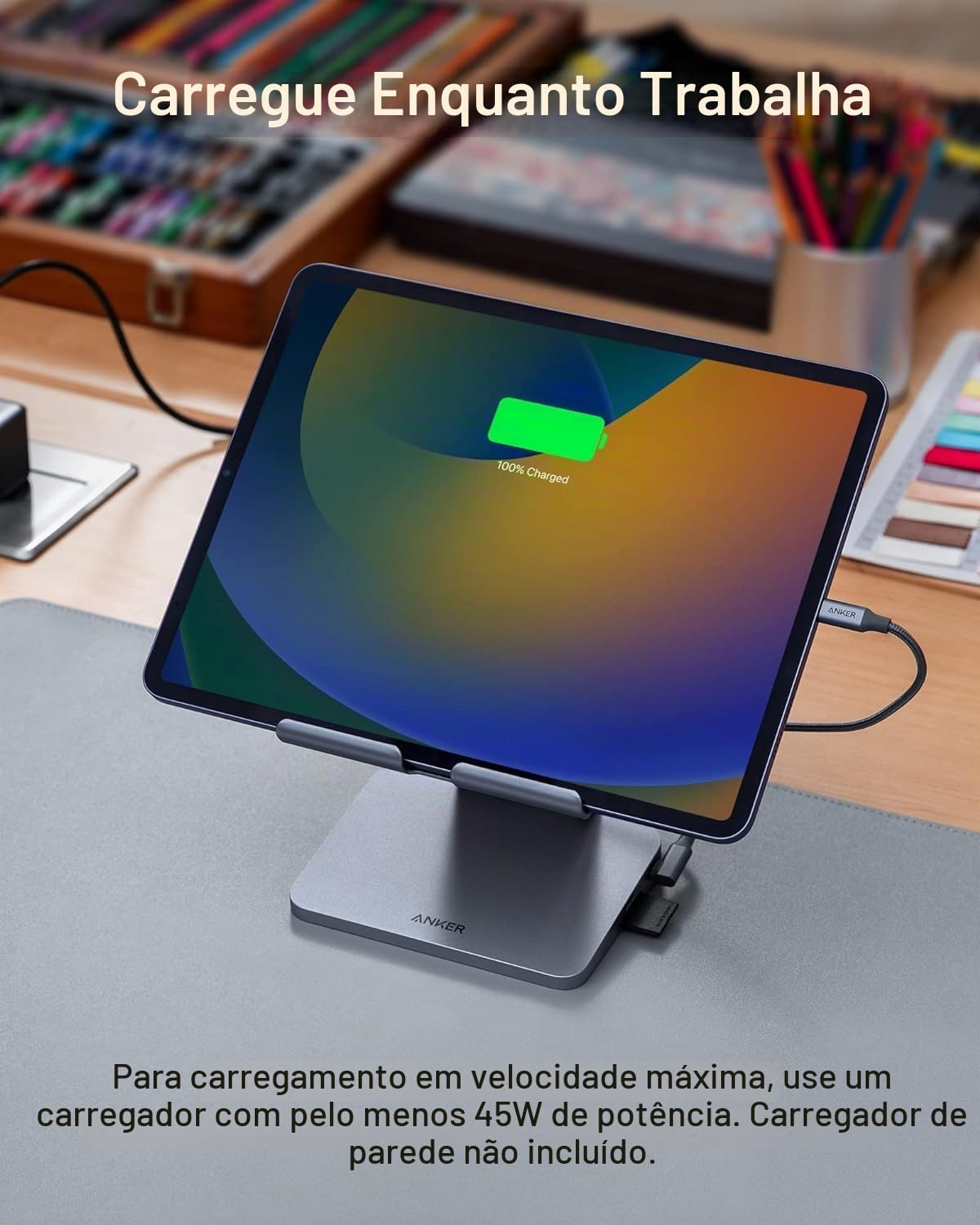 Anker, Hub USB-C 551 (8 em 1), com suporte dobrável para tablet