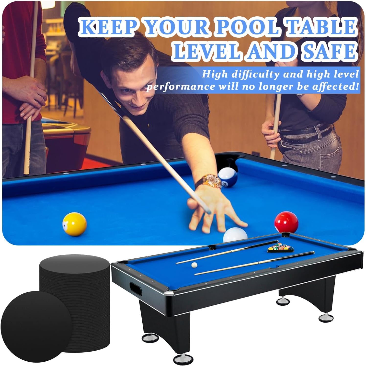 Billiard Pool Table Leg Shims, 3" Diameter Rubber Pool Table Leveling Kit Shims Foot Pad, Billiards Accessories Rubber Shims/Furniture Shims