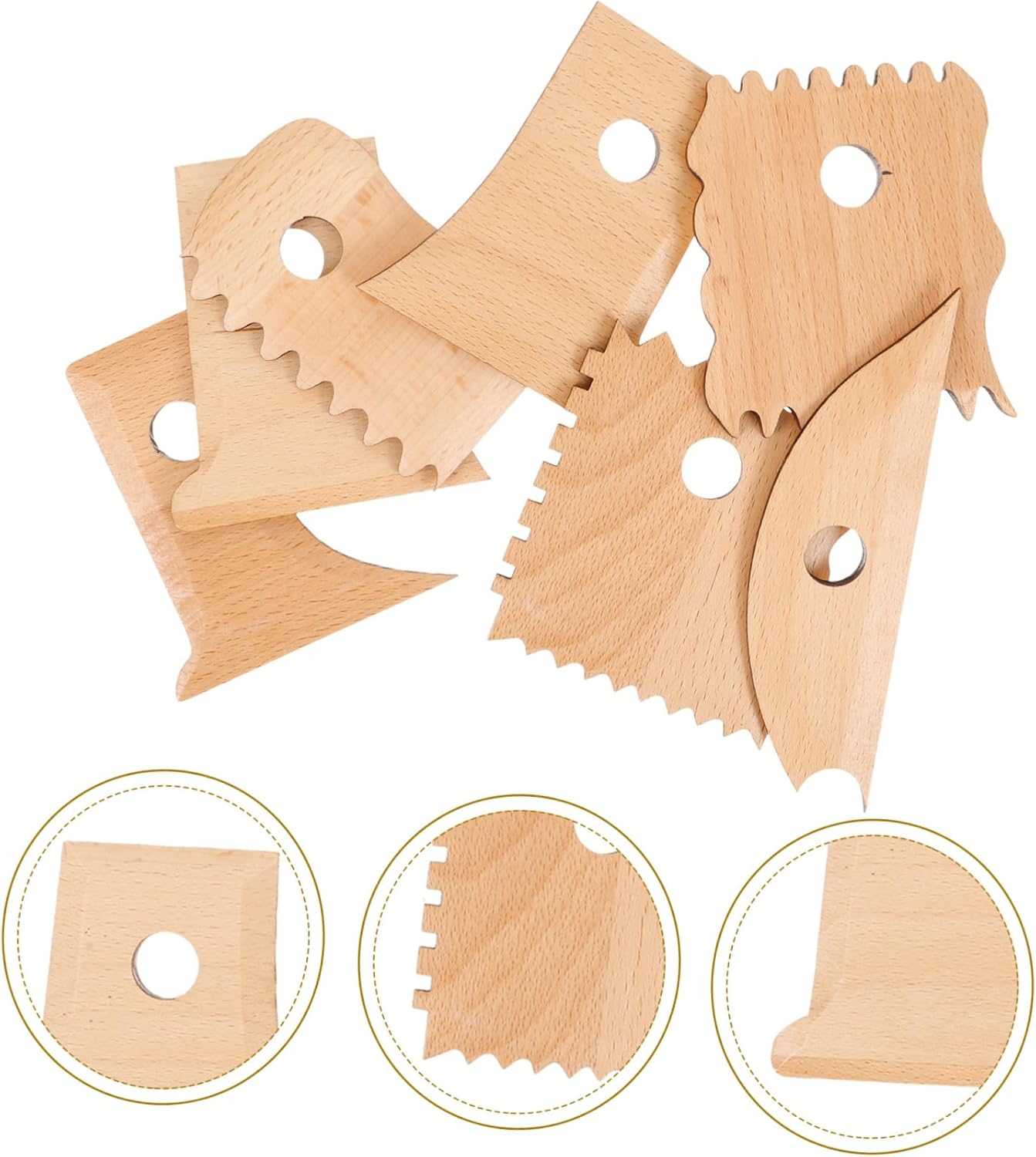 HOMSFOU 7pcs Pottery Sculpting Tool Set Wooden Clay Sculpture Kit for Carving Smoothing and Scraping Polymer Clay Crafts
