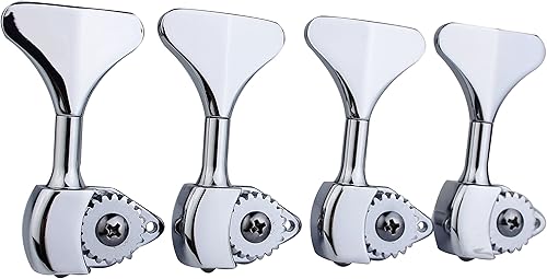 Miniatura 15 de Guyker Cabezal de máquina de bajo (4 para la derecha) - Relación 1:20 Abierto Sintonizadores de ajuste de clavijas de teclas de repuesto para Negro