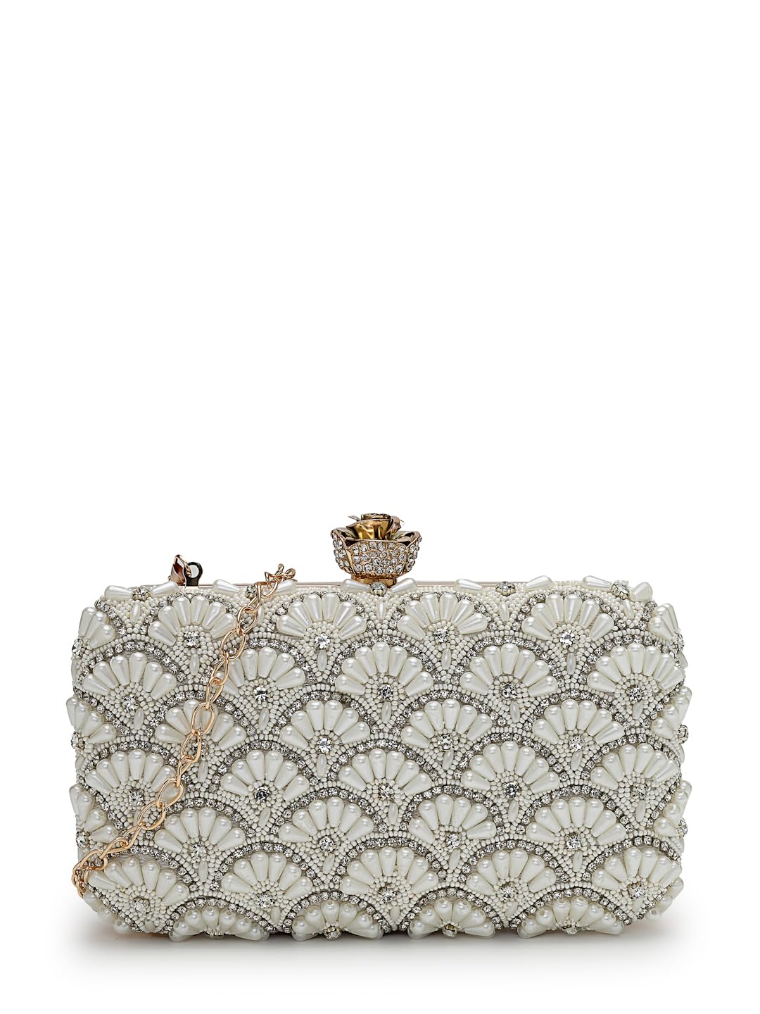 Opal Thread Faux Silk Embellished Clutch for Women | Wedding & Party Purse-image-12