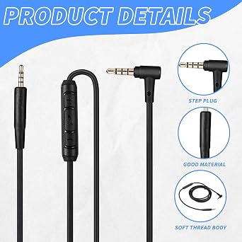 Replacement Audio Cable 3.5mm to 2.5mm, Headphone Cord with Mic Remote