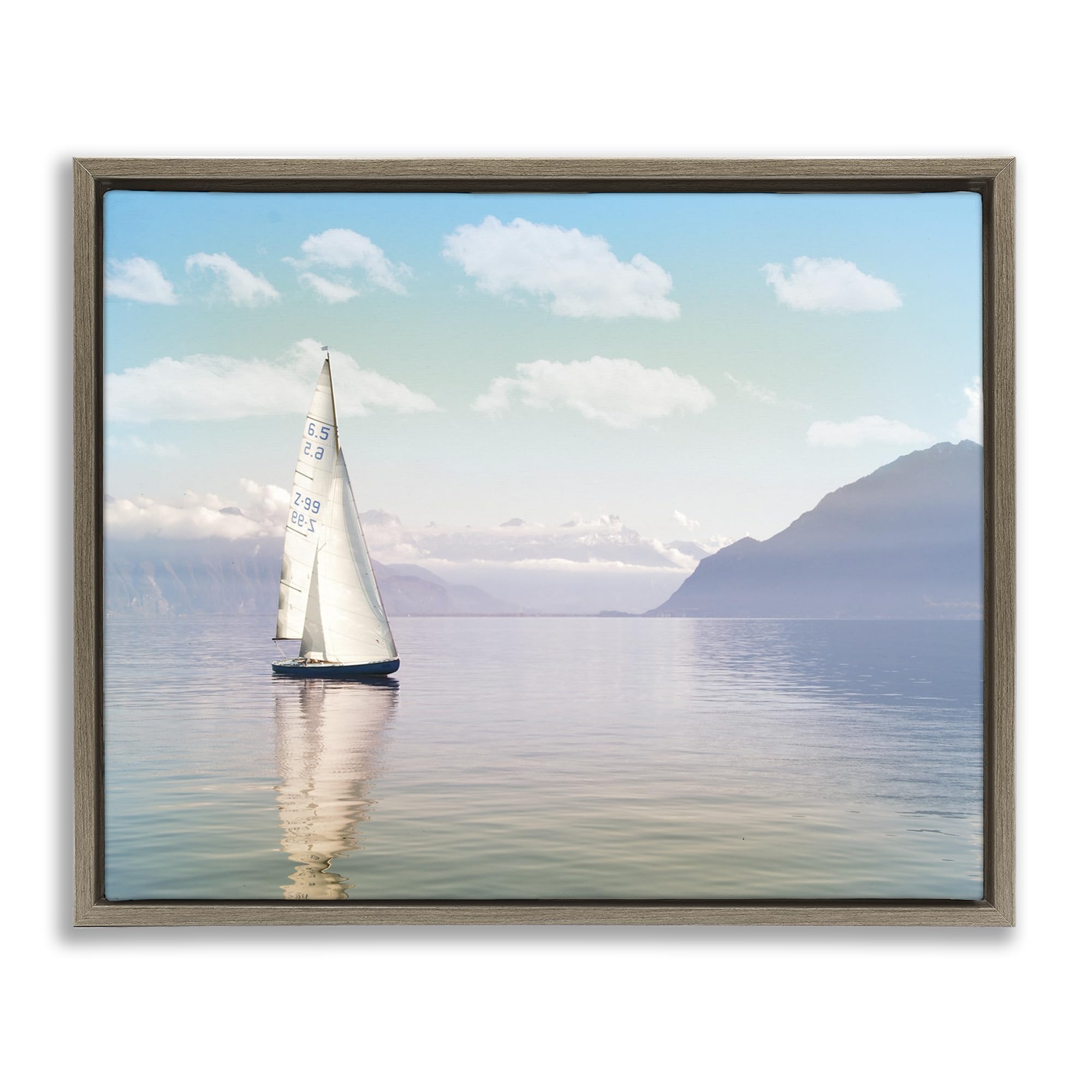 Stupell Industries 'Ocean Sails Lounging', Floating Frame Canvas Art, Brown, 31 x 25 Inches, Easy to Hang and Sturdy, Made in USA, by Marcus Prime
