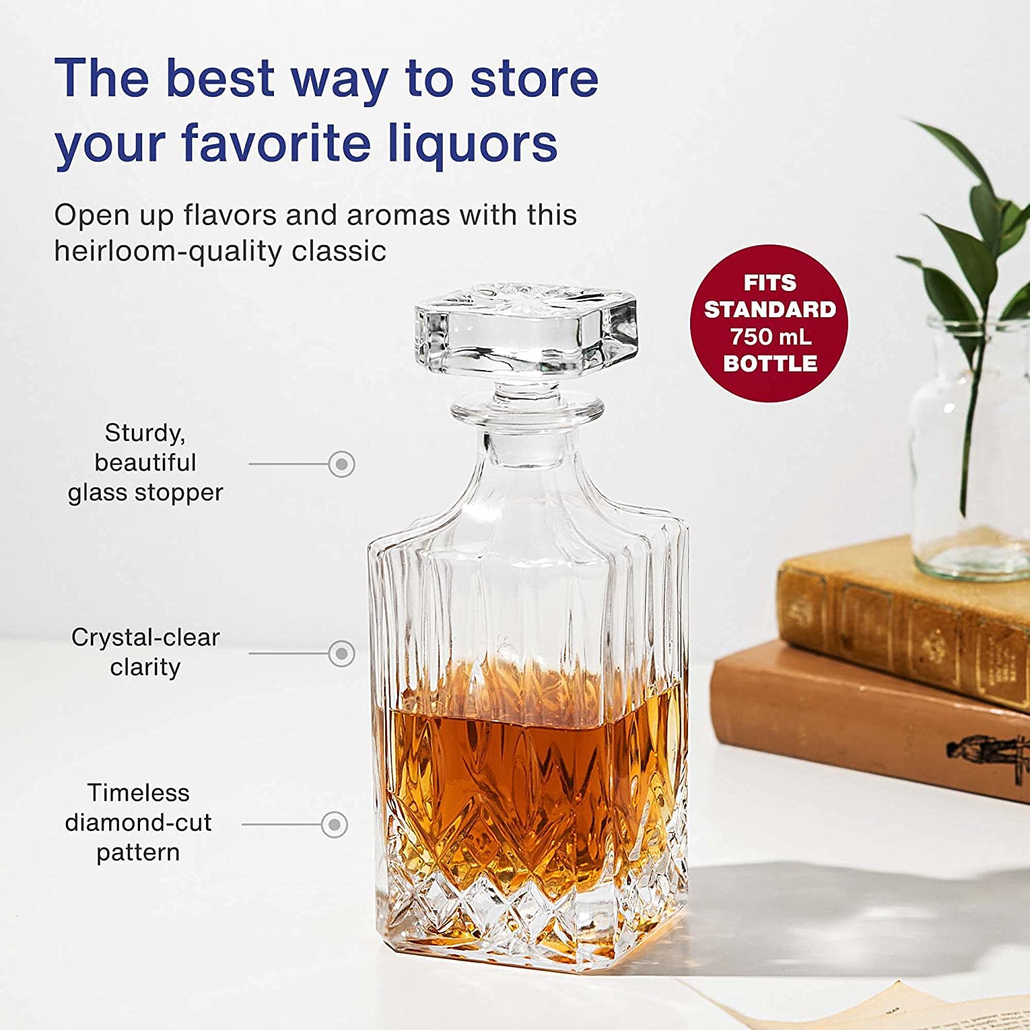 BINZO 700 ml Glass Decanter for Whiskey, Wine, Alcohol, Rum, Scotch, Liquor Whiskey, Wine, Whisky, Gin Decanter Clear 1