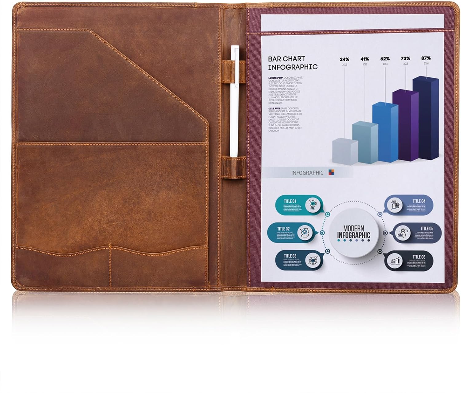 Jack&Chris Leather Portfolio, A4 Document Folder Legal Pad Padfolio, Professional Writing Letter Notepad Clipboard Sleeve Organizer, Resume Folio Binder for Men&Women,JC1823