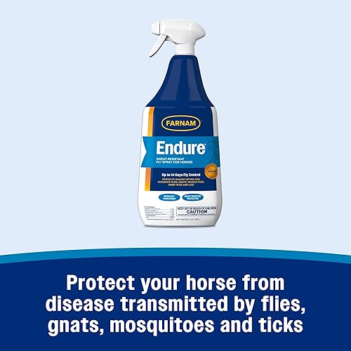 Miniatura 4 de Farnam Endure Aerosol repelente de moscas resistente al sudor para caballos, dura hasta 14 días, protege contra moscas, mosquitos, garrapatas