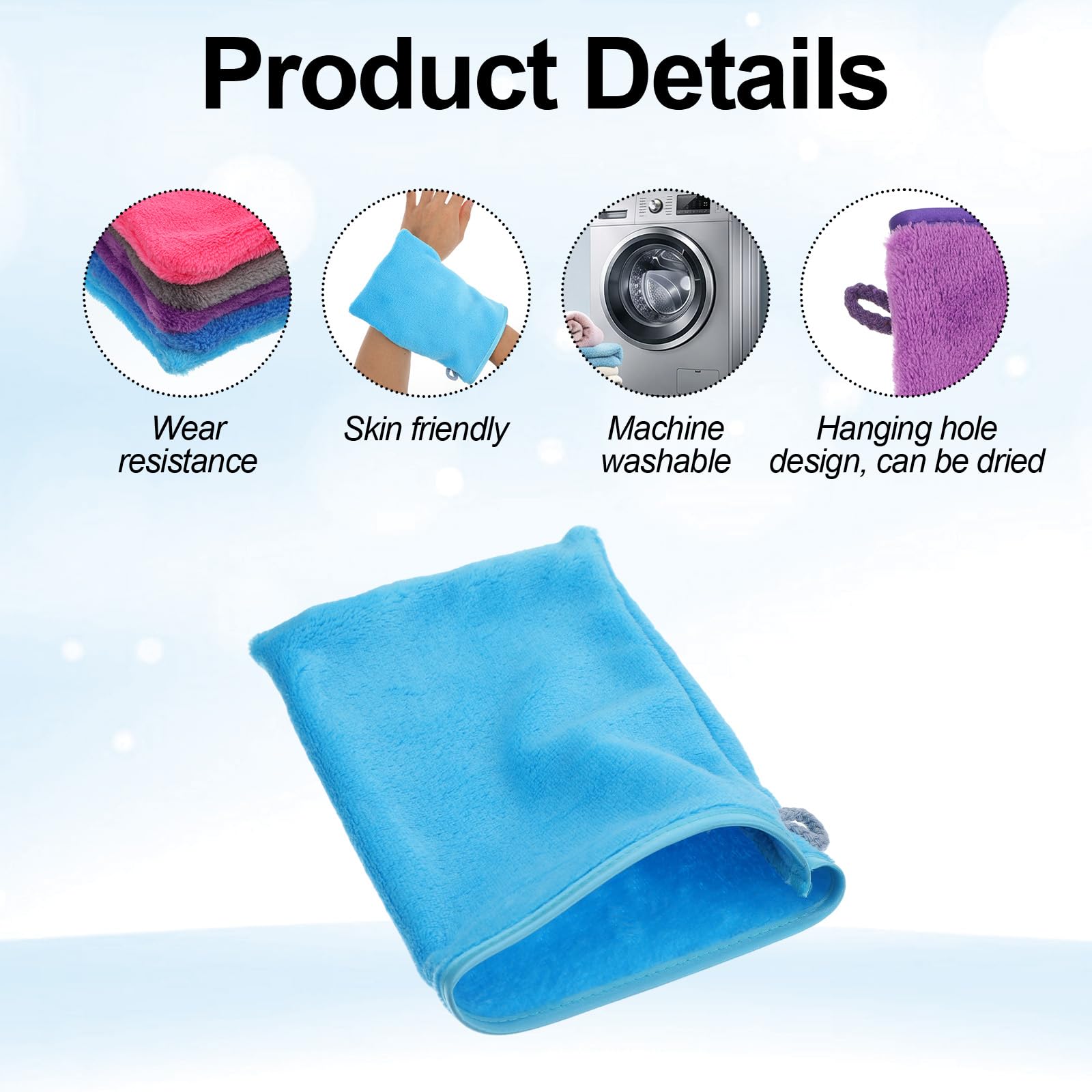 10 guantes de baño de rizo, de microfibra, guantes faciales de vellón coral, suaves, absorbentes y reutilizables, para cara y cuerpo