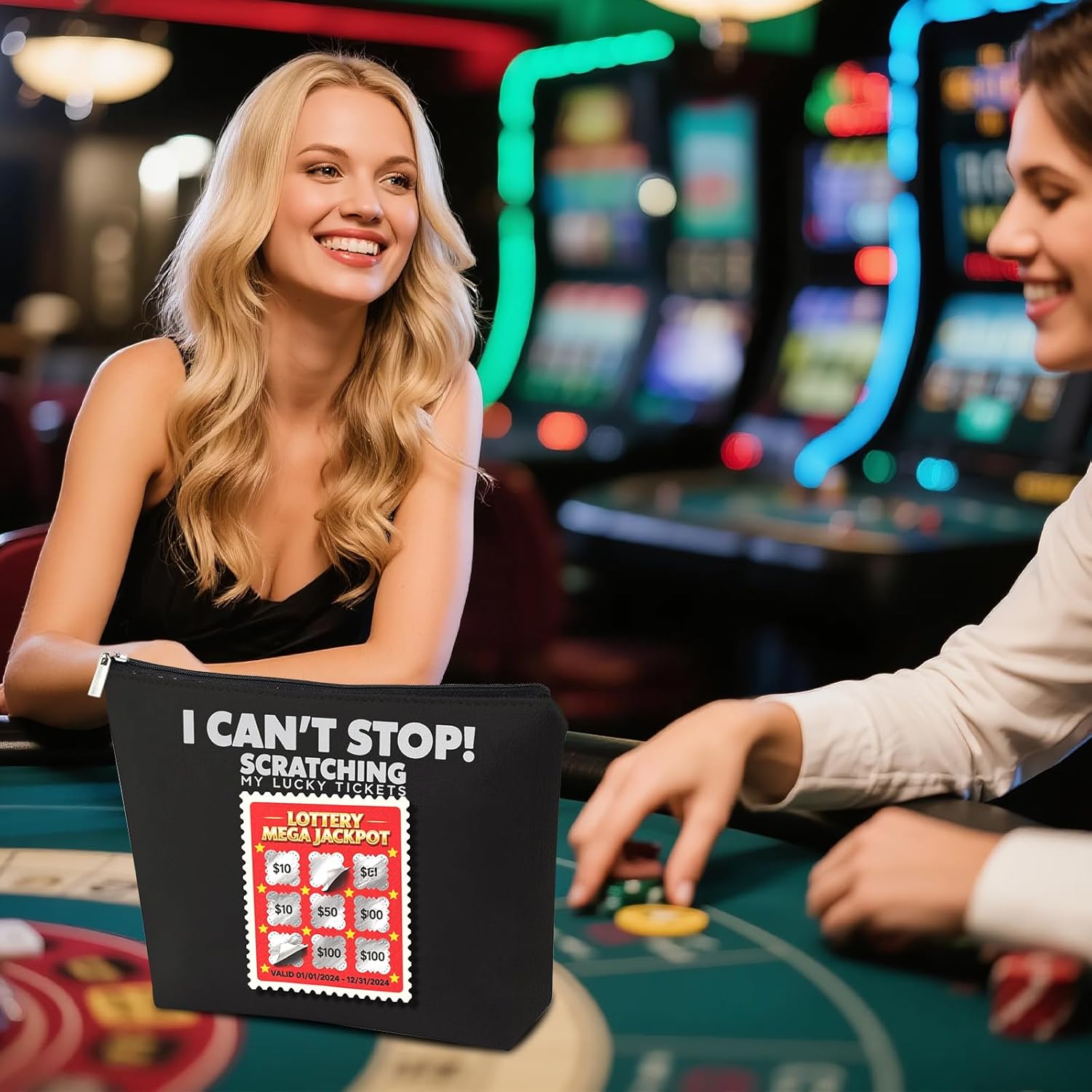 I Can’t Stop Scratching” Lottery - Themed Makeup Bag, Funny Lottery Scratching Gift,Scratch Ticket Zipper Cosmetic Pouch, Gifts For Casino Lover & Lotterys Player - Image 5