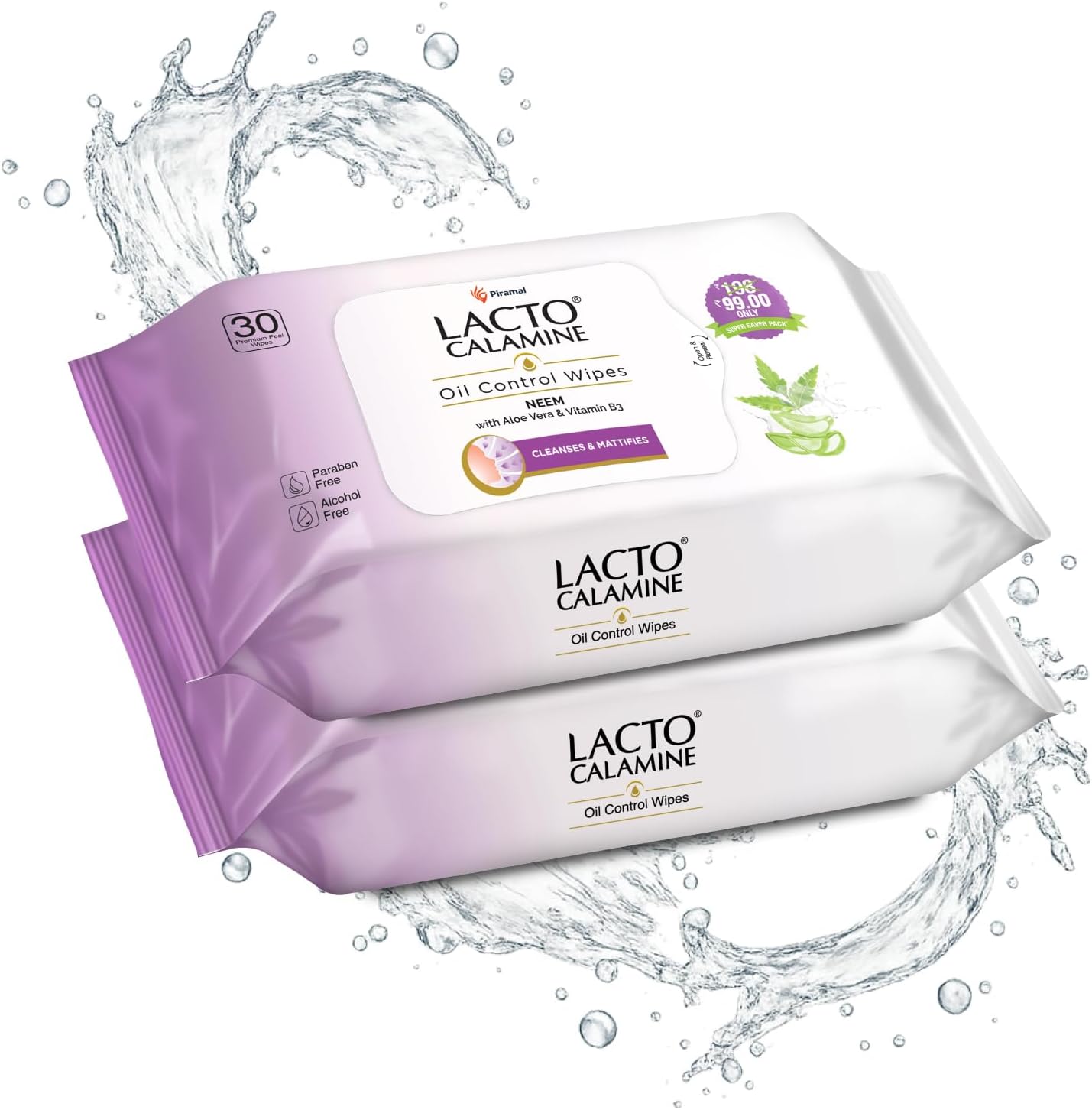 Oil Control Face Wipes 30N each- Pack of 2 | Makeup Remover Wipes | Wet Tissue for Face With Neem, Aloe Vera & Niacinamide | Wet Wipes for Women & Men | Pararben & Alcohol Free