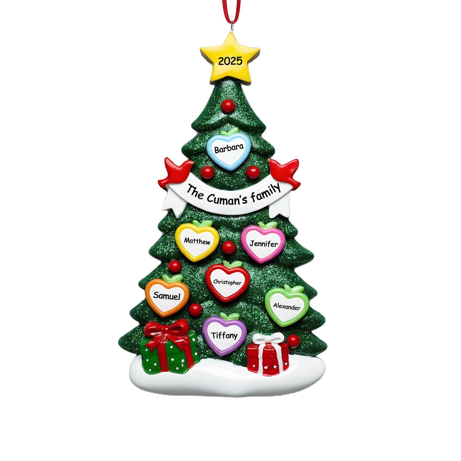 Bemaystar Personalised Family Christmas Ornaments 2025-Handmade Resin Christmas Ornaments with Name & Year-Family of 7 Keepsake Gift for Christmas 2025 — image 1