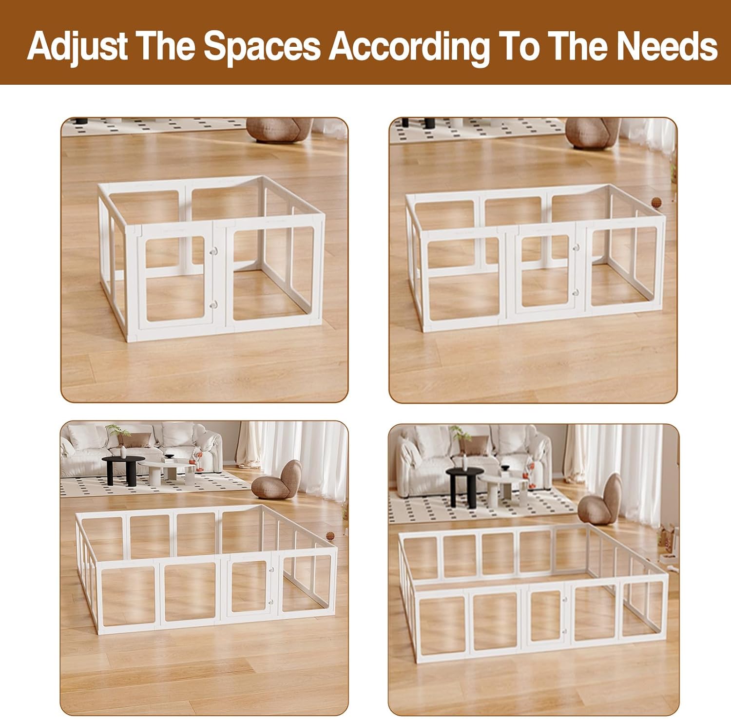 Clear Acrylic Dog Playpen with Door,23.6" Puppy Playpen,Easy Assemble Pet Fence for Puppies/Small Dog Play Pen Indoor (White, 23.6", 10 Panel)