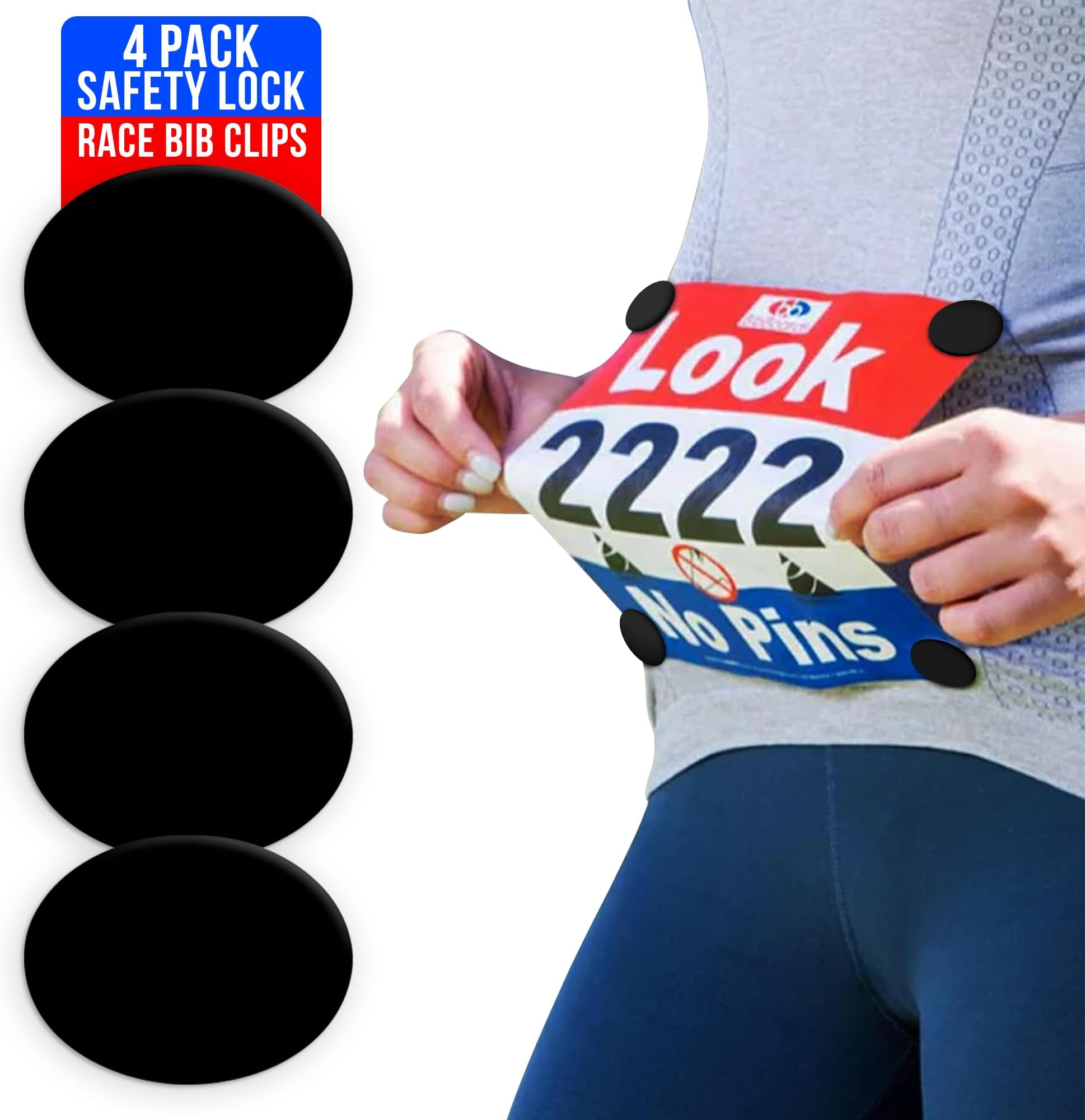 BibBoards Event Clips | bibSNAPS Safety Lock Race Bib Clips, Eliminate Safety Pins, Clothing Pins Replacement, Securing Running & Cycling Number