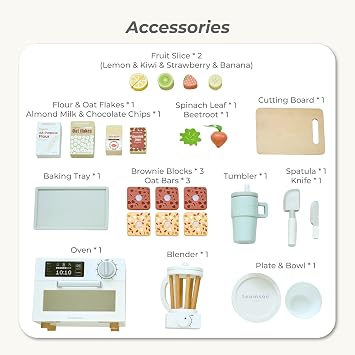 Teamson Kids Little Chef Santa Barbara Wooden Dessert Set, White