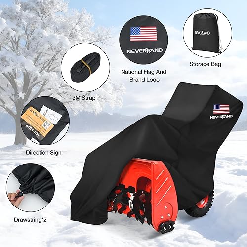 Miniatura 2 de NEVERLAND Cubierta impermeable para soplador de nieve  Funda para lanzanieves con bandera estadounidense, tamaño estándar para sopladores de nieve