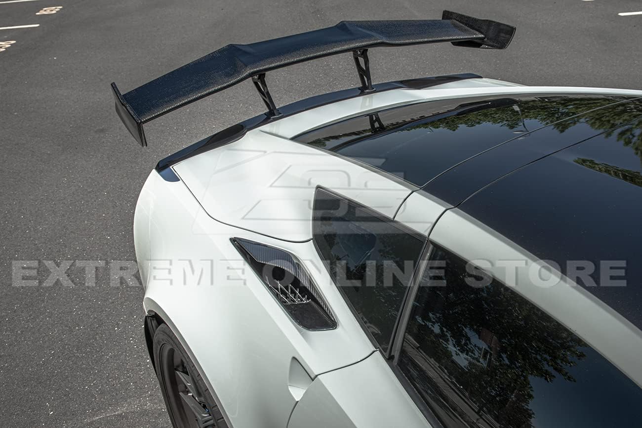 Replacement For 2014-2019 Corvette C7 | GM Factory Z06 Style CARBON FIBER Rear Quarter Panel Intake Vent Grille Cover Pair