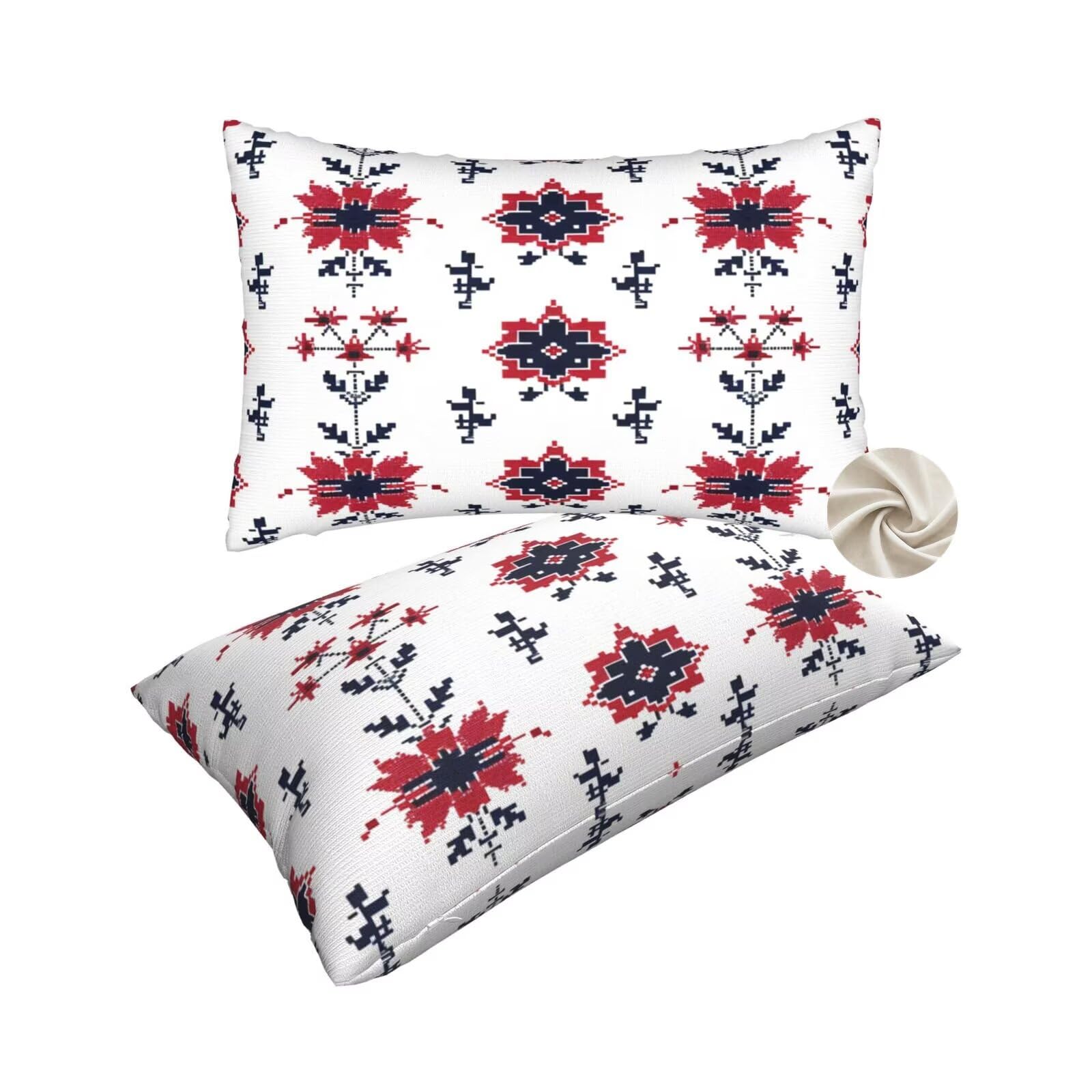 Housses de coussin 50x80 cm rouge lot de 2 pour canapé et lit