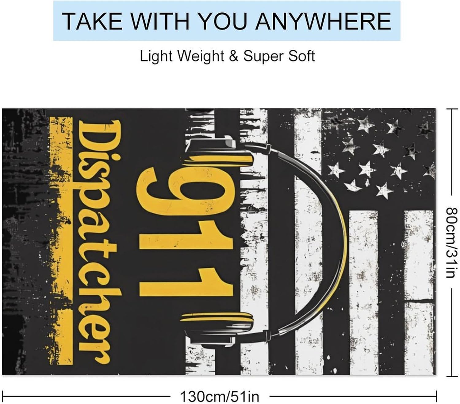 911 Dispatcher U.S. Flag Oversized Beach Towel Soft Absorbent Pool Bath Swim Towels for Adults Travel Vacation Gifts 130x80cm