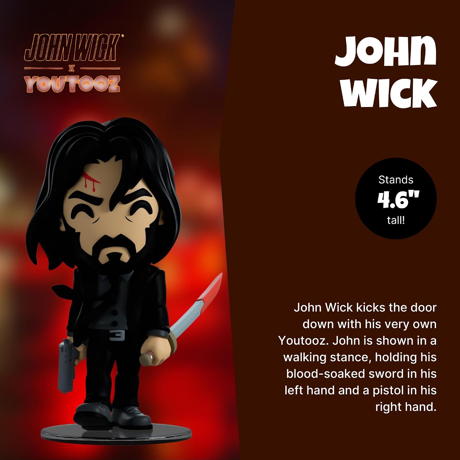 You Tooz John Wick Vinyl Action Figure, 4.6" Movie Collectible, Based on the John Wick Film Series