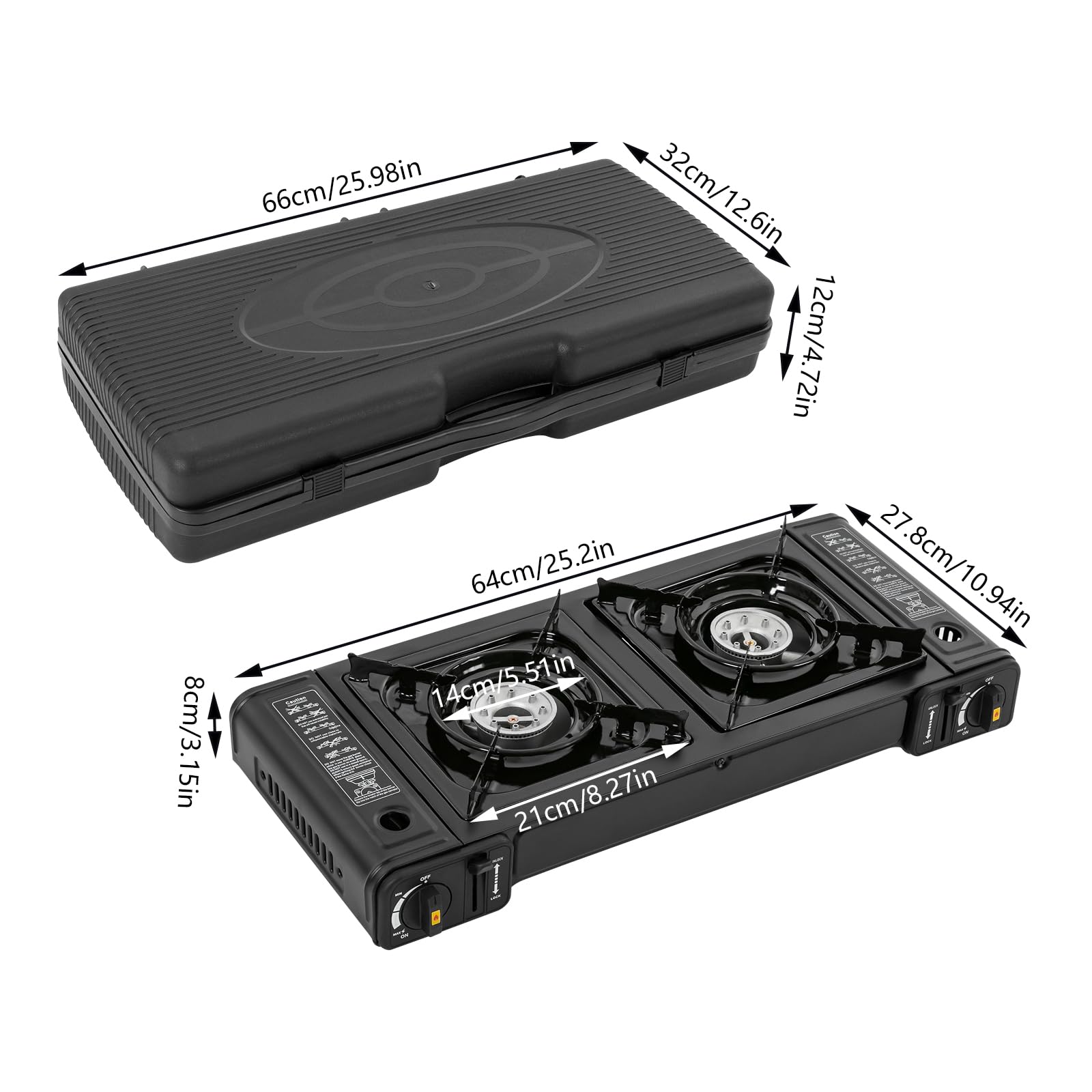 Camping Stove, Portable Butane Camping Stove, Propane Stove 2 Burner Propane Gas Stove, Double Auto Ignition Camping Burner LPG for RV, Apartments, Motorhome, Outdoor, Indoor