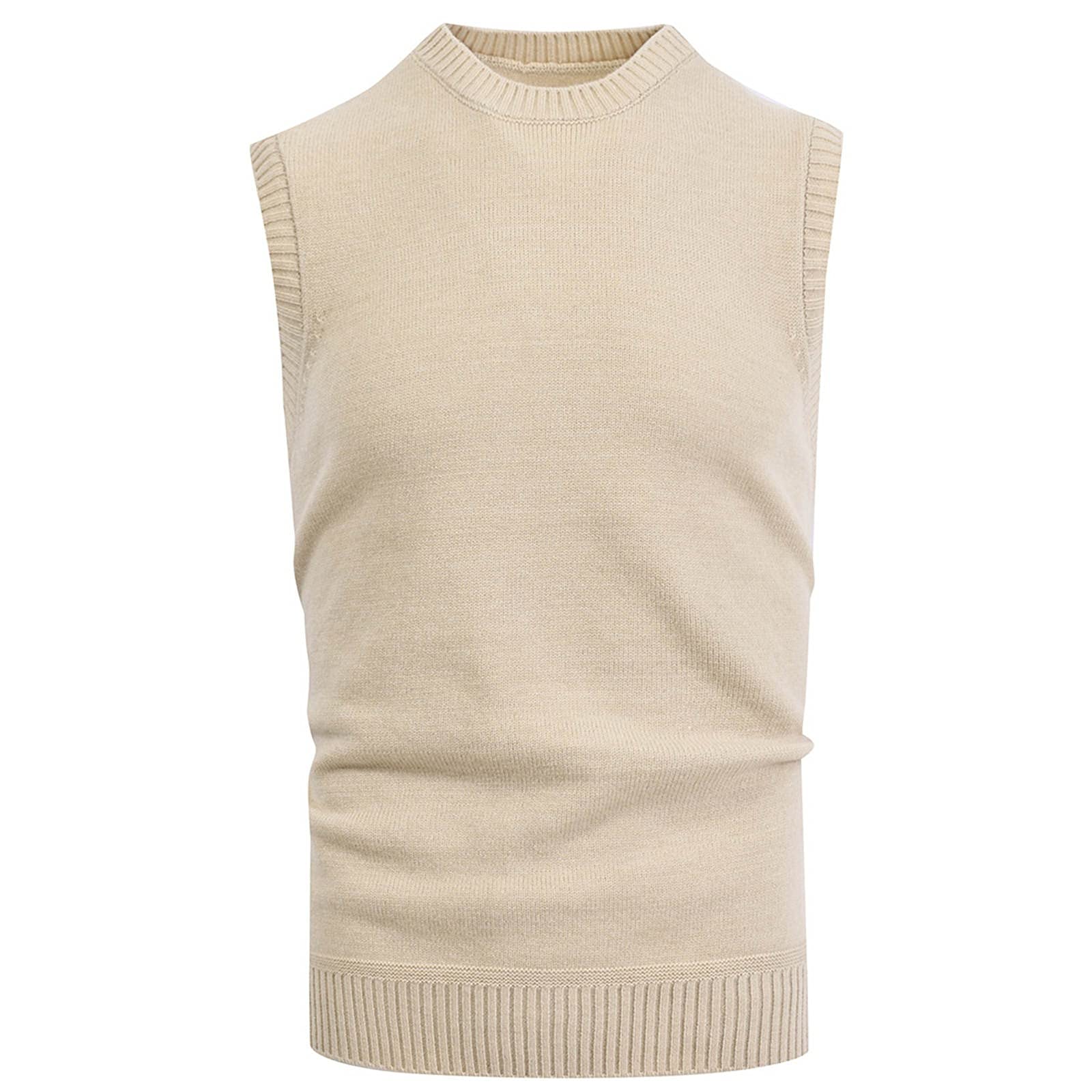 Pullunder Herren Ärmellos Sommer Pullover Herren, Leicht Strickwesten Crew Neck ärmellose Strickpullover Mann Strick Unterhemd ohne Ärmel Strick Tanktops Casual Sweater Strickwaren