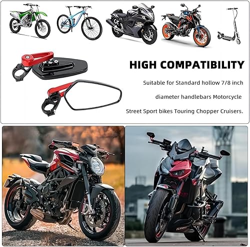 Miniatura 3 de goodfitment - Espejo de extremo de barra de motocicleta, espejos laterales universales de 78 pulgadas con mango retrovisor compatible con MT09 MT03