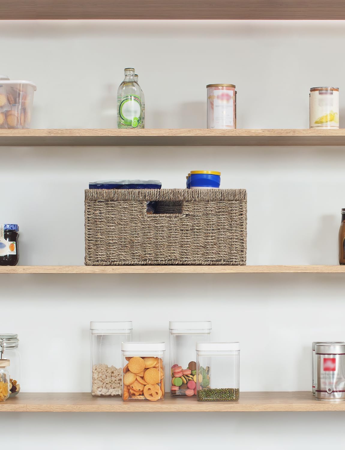 StorageWorks Extra Large Wicker Baskets for Organizing, Water Hyacinth Storage Basket with Built-in Handles, 1 Pack