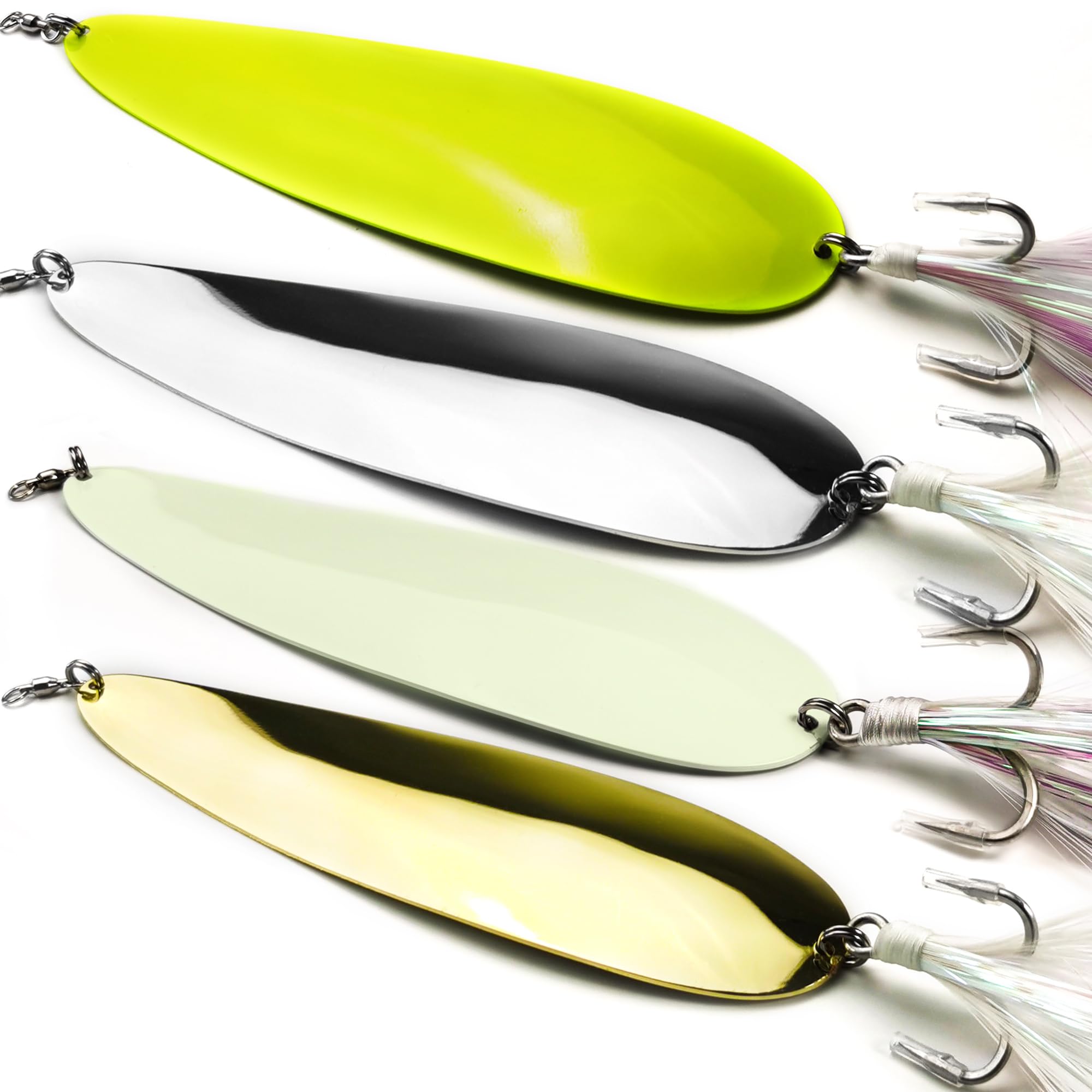 VMSIXVM Fishing Spoons Lures, 8", 9" Magnum Flutter Spoon Casting Spoon Saltwater Freshwater Shad Spoon Lures, Jigging Shad Spoon Hard Fishing Bait for Striped Bass, Trout, Crappie, Salmon