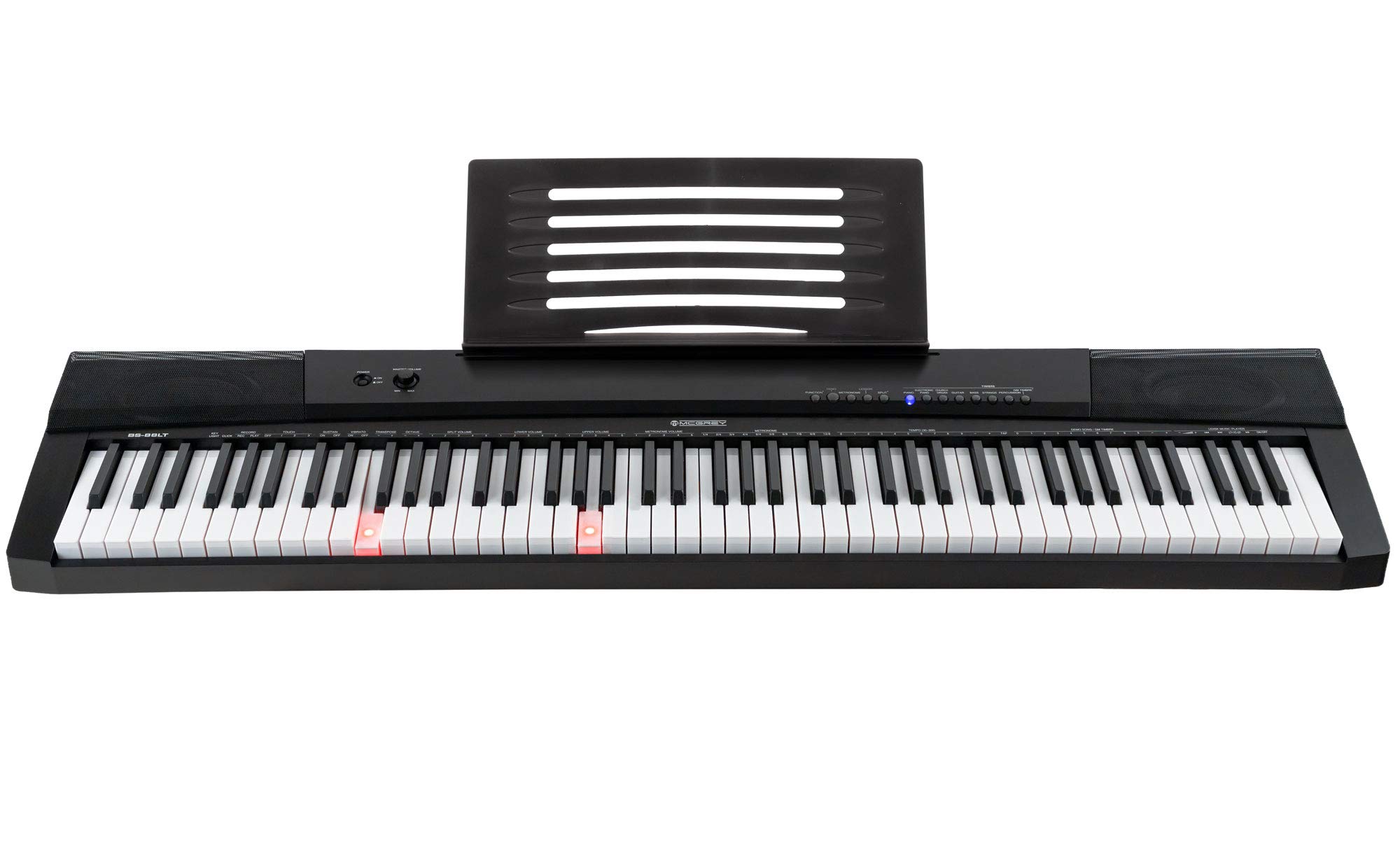 McGrey BS-88LT Leuchttasten-Keyboard - Einsteiger-Keyboard in Stagepiano-Optik mit 88 Leucht-Tasten - 146 Klänge - Split-, Dual- und Twinova-Funktion - inklusive Sustain-Pedal - schwarz
