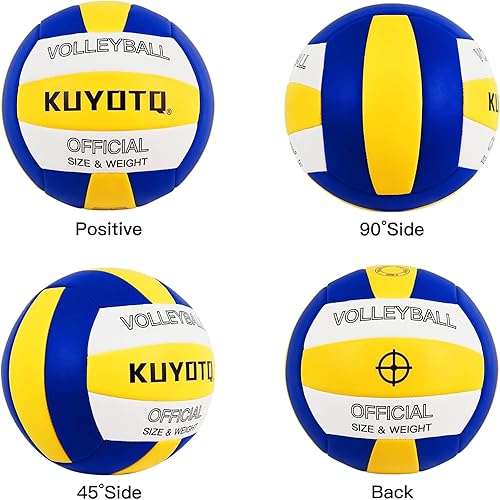 Miniatura 6 de KUYOTQ Tamaño oficial de 5 pulgadas y voleibol de playa al aire libre, superficie gruesa de 0.118 pulgadas, piel suave, para jóvenes, mujeres,