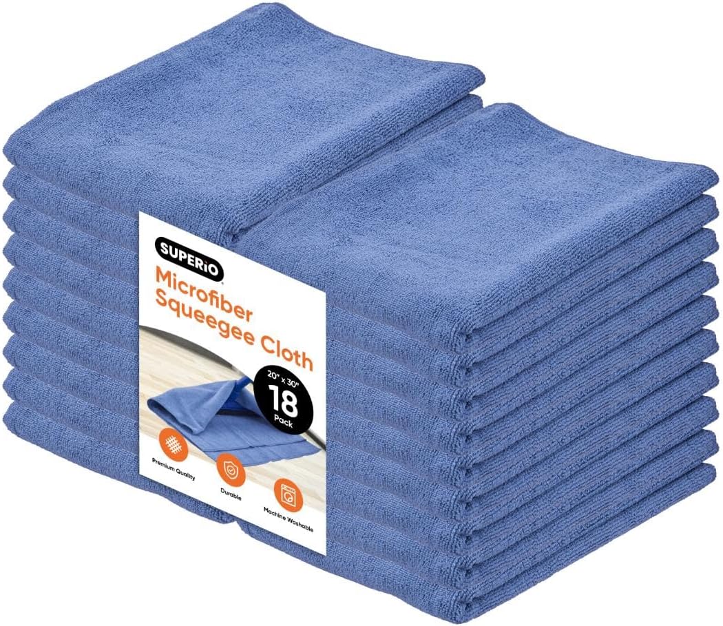 Microfiber Squeegee Towel Extra Large Miracle Cloth 20 x 30 Streak Free Microfiber Floor Cloth-Rag for Cleaning House, Kitchen, Bathroom-Scratch Free, 18 Pack