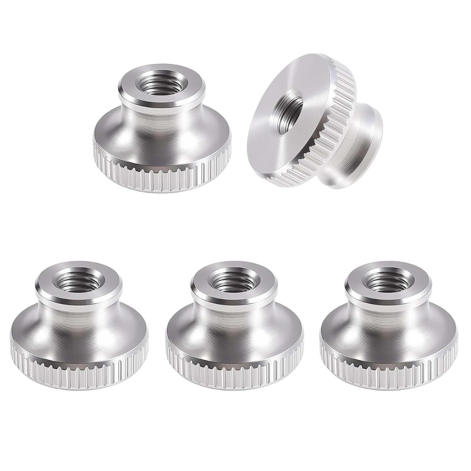 4 Pcs M8 Knurled Thumb Nut, 0.63" Height, 304 Stainless Steel