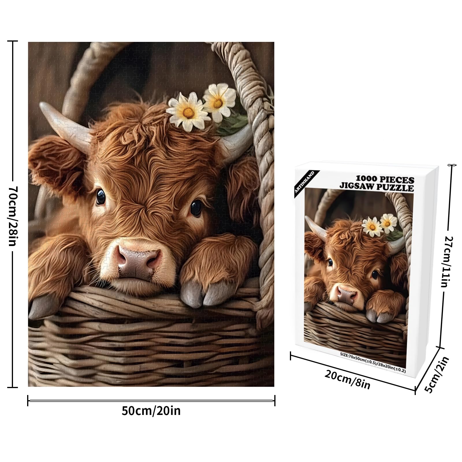 Great Jigsaw Puzzles for Adults 1000 Pieces Highland Cow Wooden Challenging Puzzles Gift for Friends Family Home Decoration Puzzle - Image 2