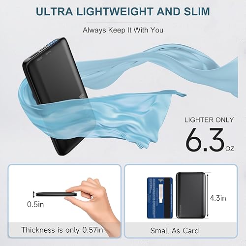 Miniatura 9 de KOVNLO Battery Pack for Heated Vest, 5V 2A 10000mAh USB Power Bank with USB-C Charging Cable, Ultra Thin Portable Charger for Heated Jacket, Pants,