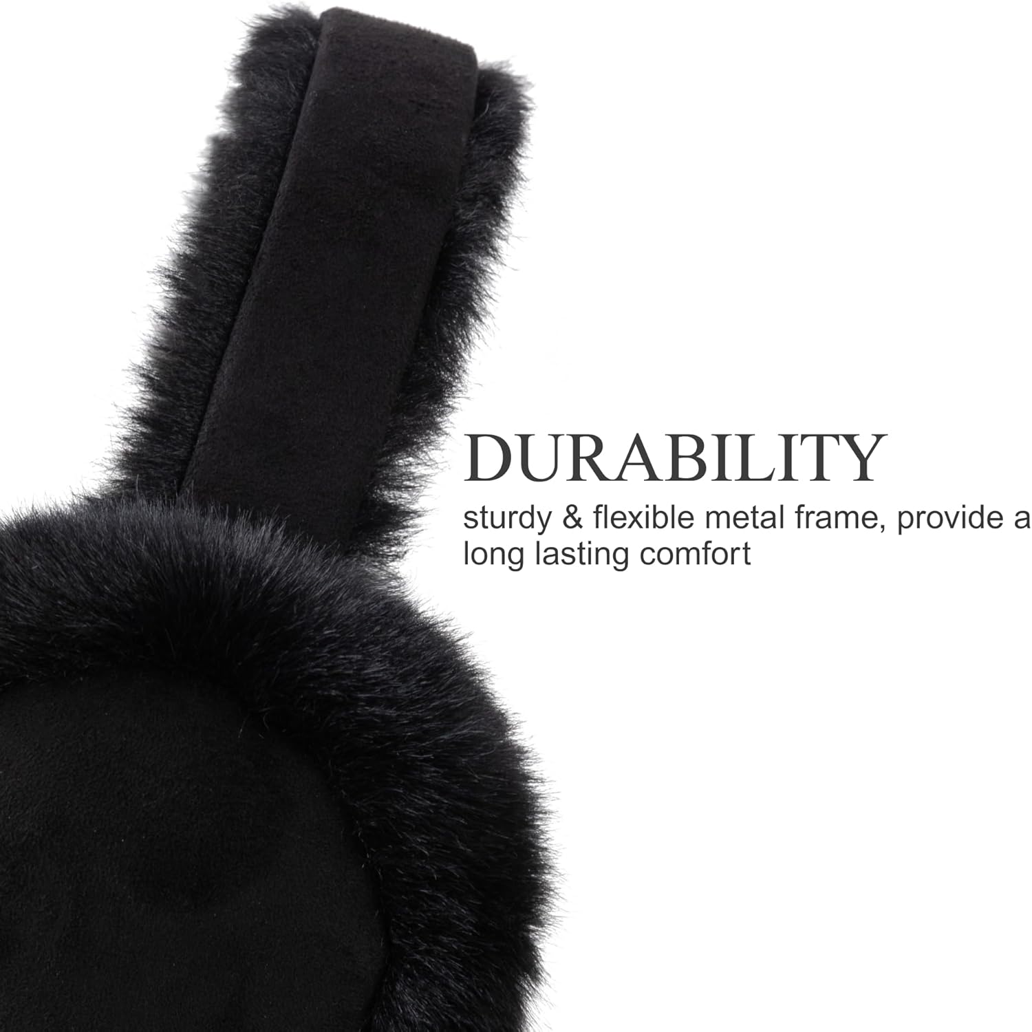 Ear Muffs for Winter Women, Water Resistant Suedette and Faux Fur Warm Earmuffs Foldable Outdoor Ear Warmers For Women Girls - Image 4