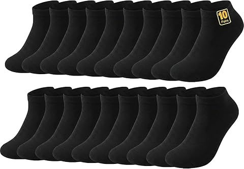 10 Pares Calcetines Tobilleros Hombre Mujer – Cortos de Algodón Peinado Suave – Transpirables y Cómodos para Uso Diario